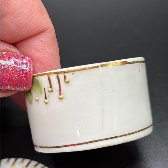 Nippon Japan Vanity Grooming Trinket Lidded Jars Set of 3 w/ Under Plate Antique - Picture 11 of 12